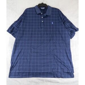 Polo Golf Ralph Lauren XXL Navy Windowpane Check Cotton Polo Shirt Mens